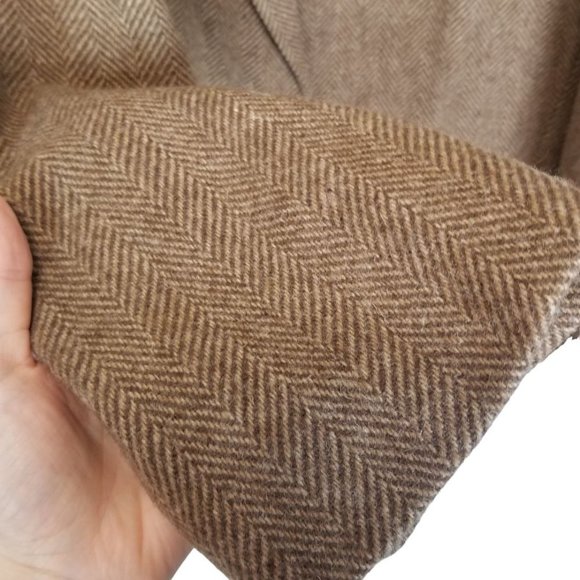 Abercrombie & Fitch Mens L Brown Herringbone One-Button Wool Blazer Jacket - Picture 4 of 7